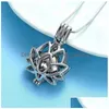 Pendant Necklaces Unisex Stainless Steel Cremation Jewelry Lotus Flower Urn For Ashes Memorial Keepsake Locket Pendants Droppendant Dhjsd