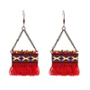 Orecchini pendenti lampadario all'ingrosso 4 colori moda tribale africana filo di cotone nappa goccia per le donne Boho Party gioielli etnici