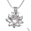 Pendentif Colliers Nouvelle Arrivée En Acier Inoxydable Chanceux Fleur Perle Cage Évider Médaillon Charmant P96 Drop Delivery Bijoux Pendentifs Dhvbz