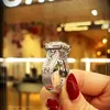 Solitaire Ring جديد Crystal Square Cubic Zircon Women’s for Engagement Wedding Luxury Party Silver Color Trendy Jewelry Y2302