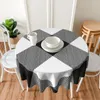 Bordduk svart och vit rutig dekorativ 60 "runda polyester dukar tryckt mönster tvättbart middag kök heminredning