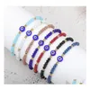 Link Chain Handmade Braided Evil Blue Eye Bracelet Stainless Steel Crystal Beads Bracelets For Women Girls Drop Delivery Jewelry Otr3B