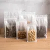 Sacchetti di plastica stand up trasparenti satinati Borsa con cerniera a fondo piatto Custodia riutilizzabile ermetica per alimenti
