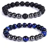 Filo Fili di perline Bracciale con ciondolo classico Nero naturale Ossidiana Ematite Occhio di tigre Pietra Perline Braccialetti Uomo Per donna Gioielli Pulsera