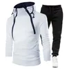 Męskie dresy mody Mężczyźni pasują jesienne zimowe bluzy zamka i dresowe sporty z kapturem sporty z kapturem ciepło jogging 230203