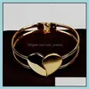 Charm Armband Armband Bangle Womens Fashion Gold Tone Cuff Heart Bling Handkedjan Charms Drop Leverans smycken Dhnue