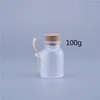 Storage Bottles 200PCS Empty 100g 200g 300g Powder Plastic Bottle Bath Salt Jar With Wood Cork & Wooden Spoon