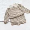 Kläder sätter Autumn Winter Girl Knitting tröja set 2st Infant Baby Suit Warm Boy Born Clothes 04 Years 230203