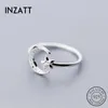 Solitaire Ring Inzatt Real 925 Sterling Silver Shiny Zirkon Moon Star Verstelbaar voor charmante vrouwen bruiloft Romantisch fijne sieraden Gift Y2302