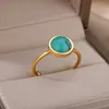 Solitaire Ring Colorful Ball Opal Diameter 10mm For Women Stainless Steel Vintage Stone Opening Adjustable Finger s Jewelry Y2302