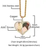 Pendentif Colliers Personnalisé Coeur Forme Po Cadre Collier Zircon Pour Hommes Femmes Or Argent Couleur Bling Glacé Rapper Bijoux