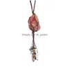 Charms Fashion Handwoven Natural Stone 7 Chakras Crystal Rough Tassel Hang Pendants автомобиль задний визит зеркал подвесной сумка Del Dhgarden Dhjq1