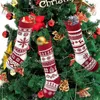 Christmas Decorations Knit Stockings Extra Long Hand-Knitted Red White Big Amp Little Reindeer Snowflakes Xmas Tree Holiday Decor