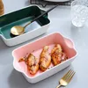 Dinnerware Sets Baking Plate Ceramic Cheese Baked Rice Microwave Oven Binaural Special Tableware Set Creative Household Bowl