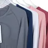 الضيق السريع الجاف الجاف لليوغا 17 ألوان المصمم لو pullover round الرقبة الرياضية طويلة الأكمام تي شيرت قمم اللياقة البدنية تجريب الملابس ملابس الملابس للنساء للنساء