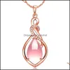 Pendentif Colliers Collier en or rose Dames Cristaux roses naturels Femme Clavicule Bijoux Cadeau de fête Quartz Luckyhat Drop Livraison Pe Dhxcf