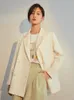 دعاوى المرأة بليزرز Fsle Office Ladies عرضية White Women Spring Black Studge Studge Stupy Englant Business Short Green Coat 230202