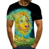 Herr t skjortor lejon tiger tryck cool kortärmad rund hals t-shirt vacker rolig och bekväm andlig män pojke