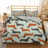 Beddengoed sets homesky cartoon teckel teckel set schattige worst honden dek deksel deksel huisdier geprinte dekbed bedbladen beddendding