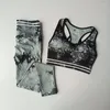 Aktif Setler Gradyan kravat boya giysileri 2 adet Set Kadınlar Yoga Spor Sütyen Sakinsiz Tayt Egzersiz Spor giyim Fitness Giyim XLSIZE