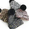 HATS CAPS CHAPA DE BABIL DE INVERNO DE INVERNO PARA CRIANÇAS LEOPARD KNIT DIDRADORES Garoto Garoto Pompom Grosso Costo Infantil Crescimento