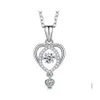 Pendant Necklaces Stunning White Zircon Heart Shape Necklace Valentines Day Gifts Women Jewelry Romantic Sparkling Beating Drop Deli Dhoqf