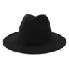 Wide Brim Hats Womens Ladies Rosy Wool Felt Jazz Fashion Women Trilby Flat Top Hat Gambler Carnival Cap HF34