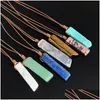 Collares pendientes Piedra natural Mineral Irregar Rec Cuarzo Péndum Amazonita Ojo de tigre Lapsi Rosa Cristal Curación Bk Gota Del Dhgarden Dhnp0