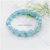 Braccialetti con strati di perle d'acqua dolce con perline 11 colori tinti Perle e perline di cristallo trasparente Bracciale avvolgente per le donne Matrimonio Dhscv