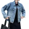 Giacche da donna YYCZF Donna SP AU Denim Colletto rovesciato Casual Fat Sister Paillettes Ricamo Moda Cappotto allentato Jean Capispalla femminile