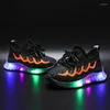 Chaussures de sport printemps vague pour enfants garçons et filles LED lumières rougeoyantes noix de coco enfants coloré lumineux CS123