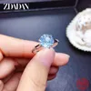 Pierścień Solitaire Zdadan 925 Silver Blue Topaz for Women Wedding Fashion Biżuteria Y2302