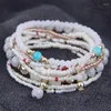 Strand 8 unids/set pulsera apilable de artista colorida, cuentas bohemias hechas a mano de piedra Natural para mujeres, joyería de cadena elástica para niñas de playa