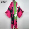 Casual jurken Winyi Summer Beach Wear Cover Up Lady Boho Cardigan Kleurrijke printen Elegante zijdeachtige en huidvriendelijke sexy vakantie Kimono 230203