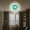 アクアカラーペンダントライトランプ 100% 口吹きガラスシャンデリア照明アートロマンチックなハートランプ寝室の天井照明シャンデリア LR434