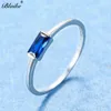 Anello solitario vero argento sterling s925 blu rosso Blk zircone piccolo rettangolo pietra s per le donne matrimonio fascia sottile Stking s Y2302