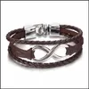 Charm Bracelets Mens Lucky Digital 8 Bangles Bandage Brand Women Men Leather Drop Delivery Jewelry Dhjhn