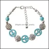 Charm Bracelets Cuff Bead Bracelet Bohemia Charming Nice Round Turquoise Drop Delivery Jewelry Dhxur