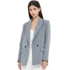 Femmes costumes Blazers automne et printemps femmes blazer veste décontracté couleur unie double boutonnage poche manteau décoratif 230202