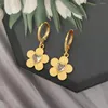 Boucles d'oreilles de cerceau couleur ororable green rose claire pierre de coeur du centre de fleur charme de fleur pour femmes fille élégante magnifique bijoux doux