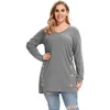 Women's Plus Size T-Shirt Women's Plus Size Tops and Blouses Female V Neck Long Sleeve Button Solid Casual Long Blouse Big Size Ladies Tops 230203