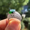 Bague Solitaire de luxe de haute qualité vert CZ femmes mariage Vintage anniversaire fête Greful dame bijoux cadeau romantique nouveau Y2302