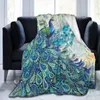 Blankets Peacock And Vintage Botanical Flannel Fleece Blanket Ultra Soft Cozy Warm Throw Lightweight Microfleece For Home