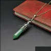 Pendant Necklaces Natural Crystal Pendums Hexagonal Prism Agate Stone Necklace Pendum Decorate Maya Ethnic Characteristic Cone Drop Dhavn