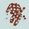 Kläder sätter modefödda Baby Boys Girls Christmas Santa Claus tryck långärmad tröjor