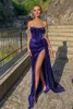 Lila Ballkleider 2023 Sexy Split Abendkleider Elegant Schulterfrei Perlen Kristalle Lange Frauen Anlass Party Promi-Kleider BC14972