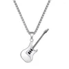 Pendant Necklaces Guitar Necklace Stainless Steel Women Men Cool Punk Hip Hop Party Jewelry Gift