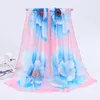 Scarves Chiffon Silk Scarf Female Summer Autumn Shawl Long Print Large Flower Design Ponchos Capes Pareo Beach Bandanas