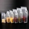 Sacchetti di plastica stand up trasparenti satinati Borsa con cerniera a fondo piatto Custodia riutilizzabile ermetica per alimenti