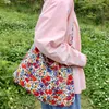 Akşam çantaları vintage çiçek omuz crossbody çanta kadınlar için retro kadın ince pamuklu kumaş seyahat tote çanta bayanlar büyük alışveriş 230203